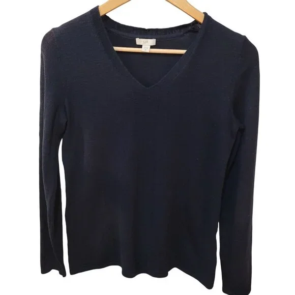 J.JILL Classic Navy V-Neck Lightweight Knit Sweater - Picture 4 of 13